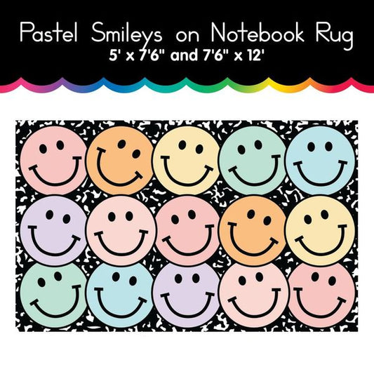 Pastel Rainbow Smileys on Notebook Area Rug