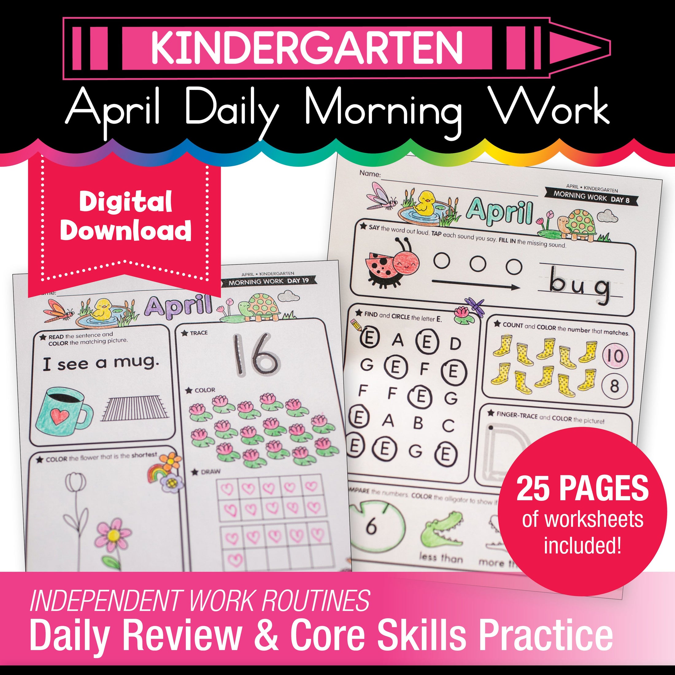 Printable Kindergarten April Daily Morning Work