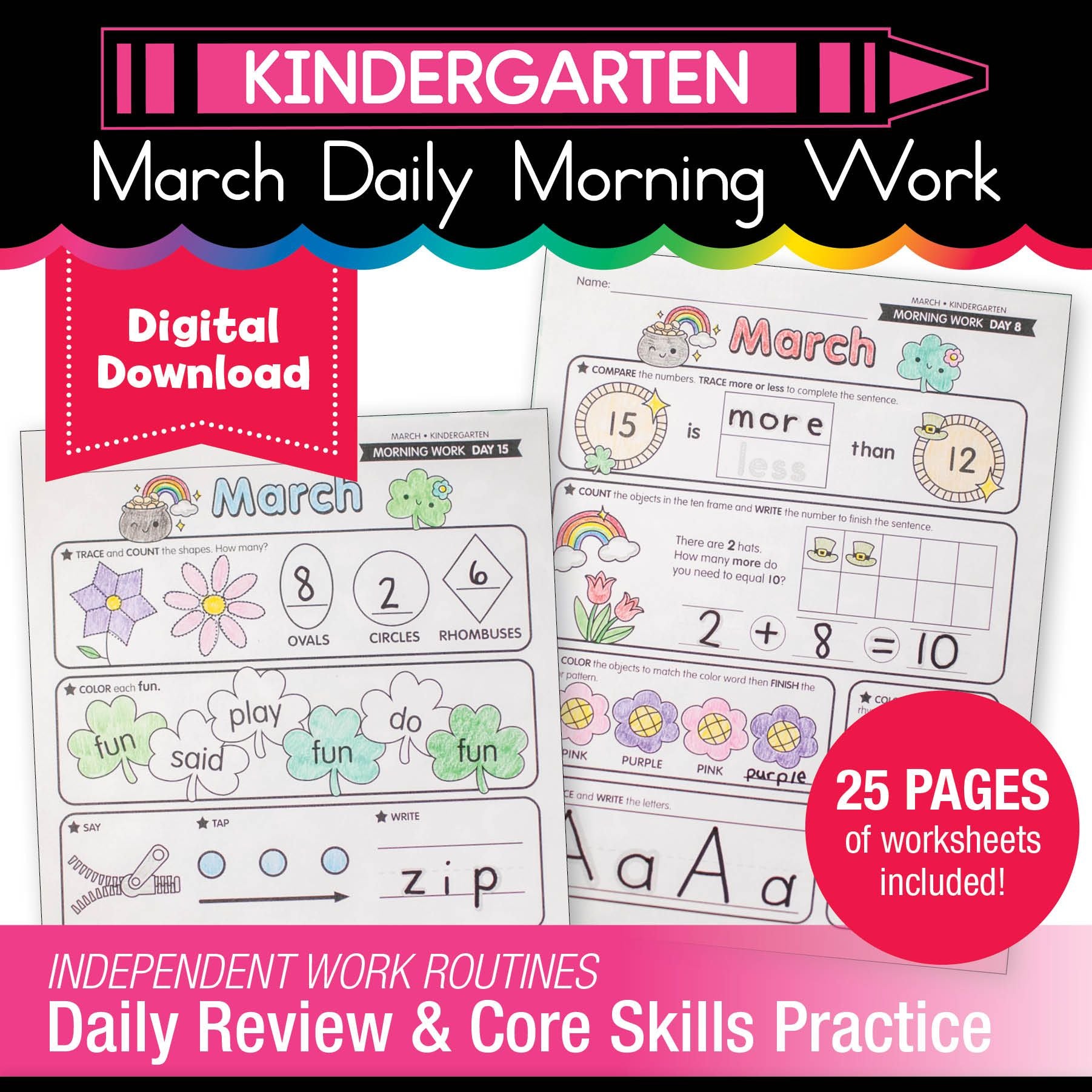 Printable Kindergarten March Daily Morning Work