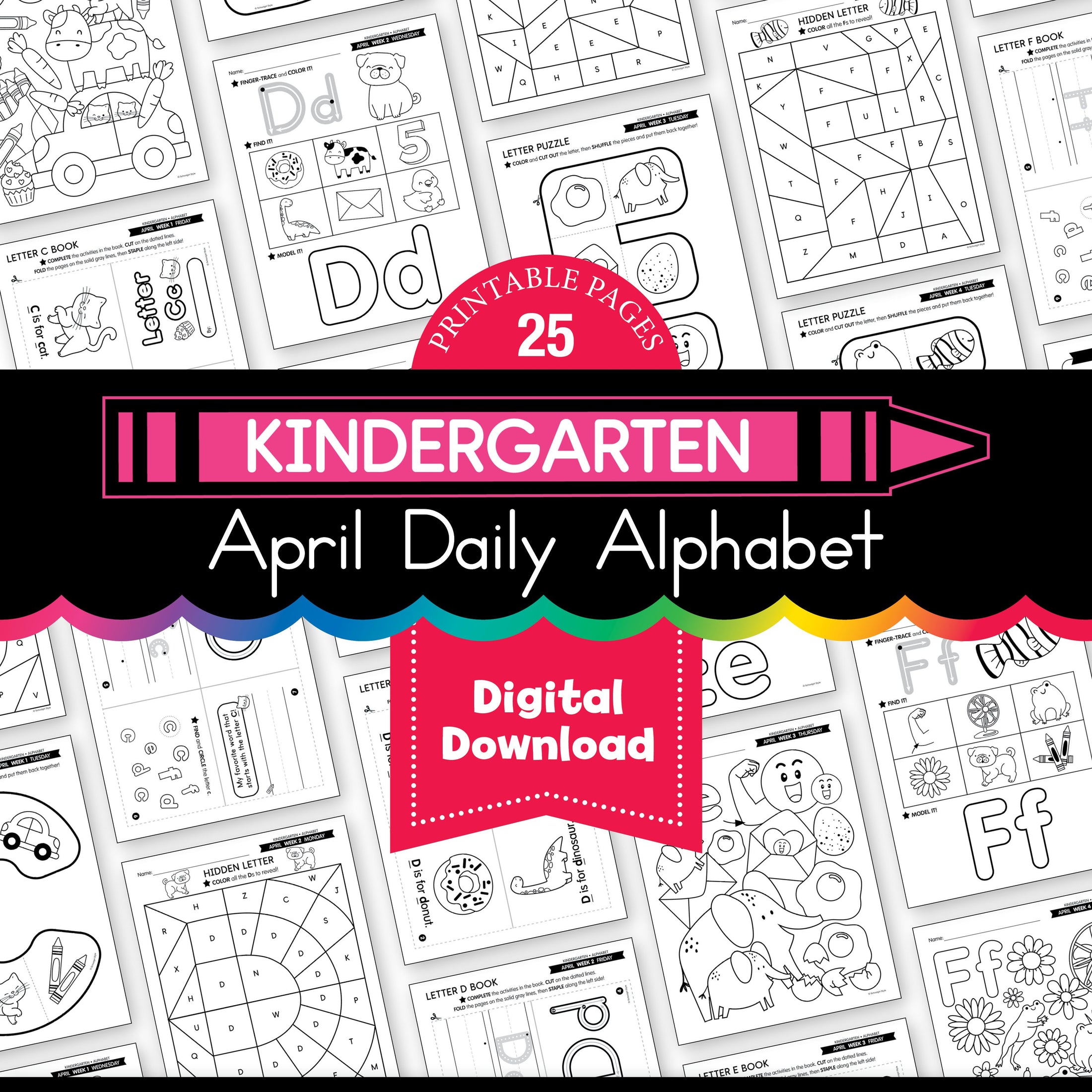 Printable Kindergarten April Daily Alphabet
