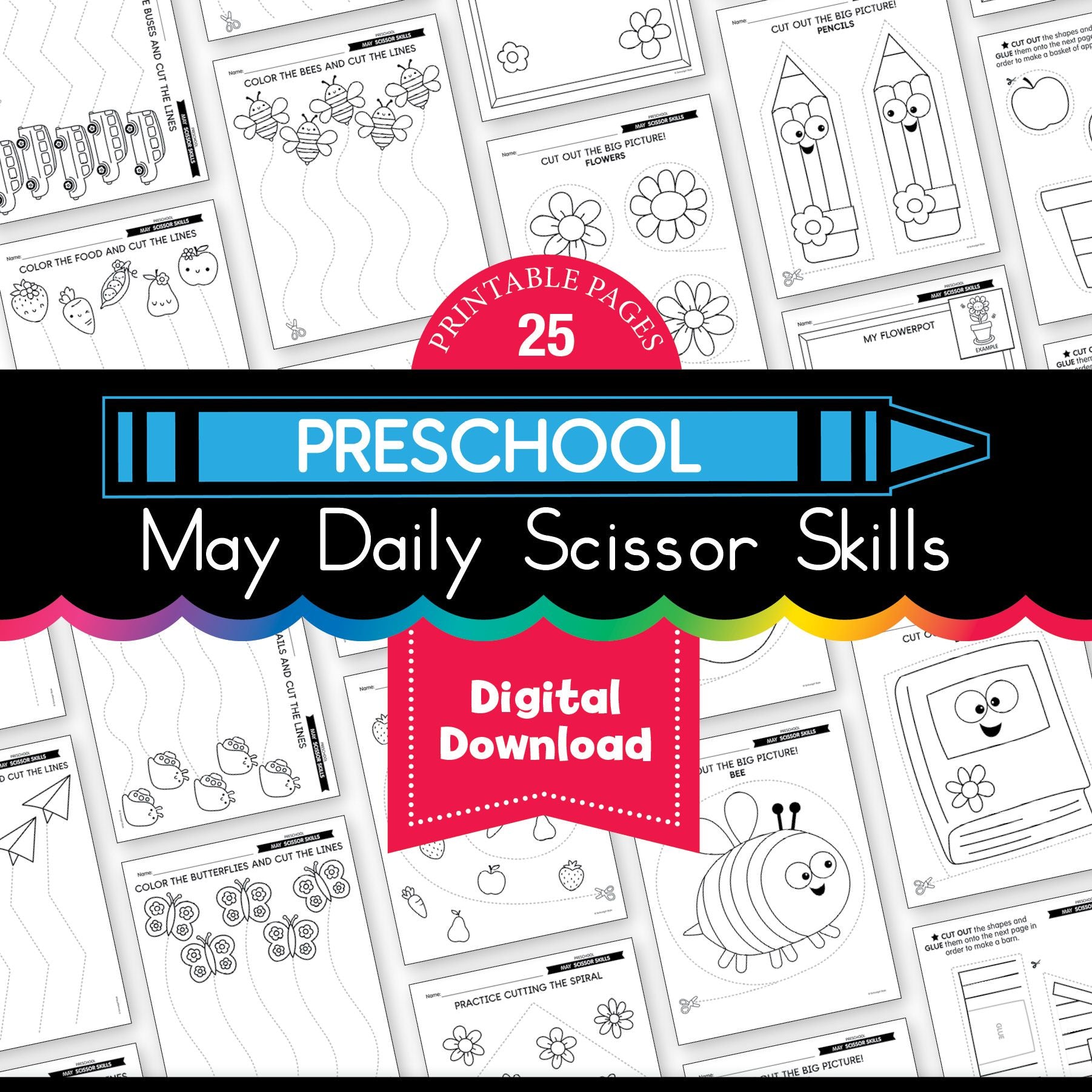 Printable Preschool May Daily Scissor Skills