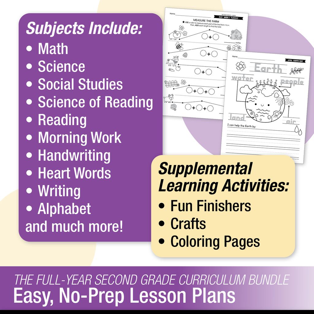 Printable Second Grade Full Year Homeschool Curriculum Bundle