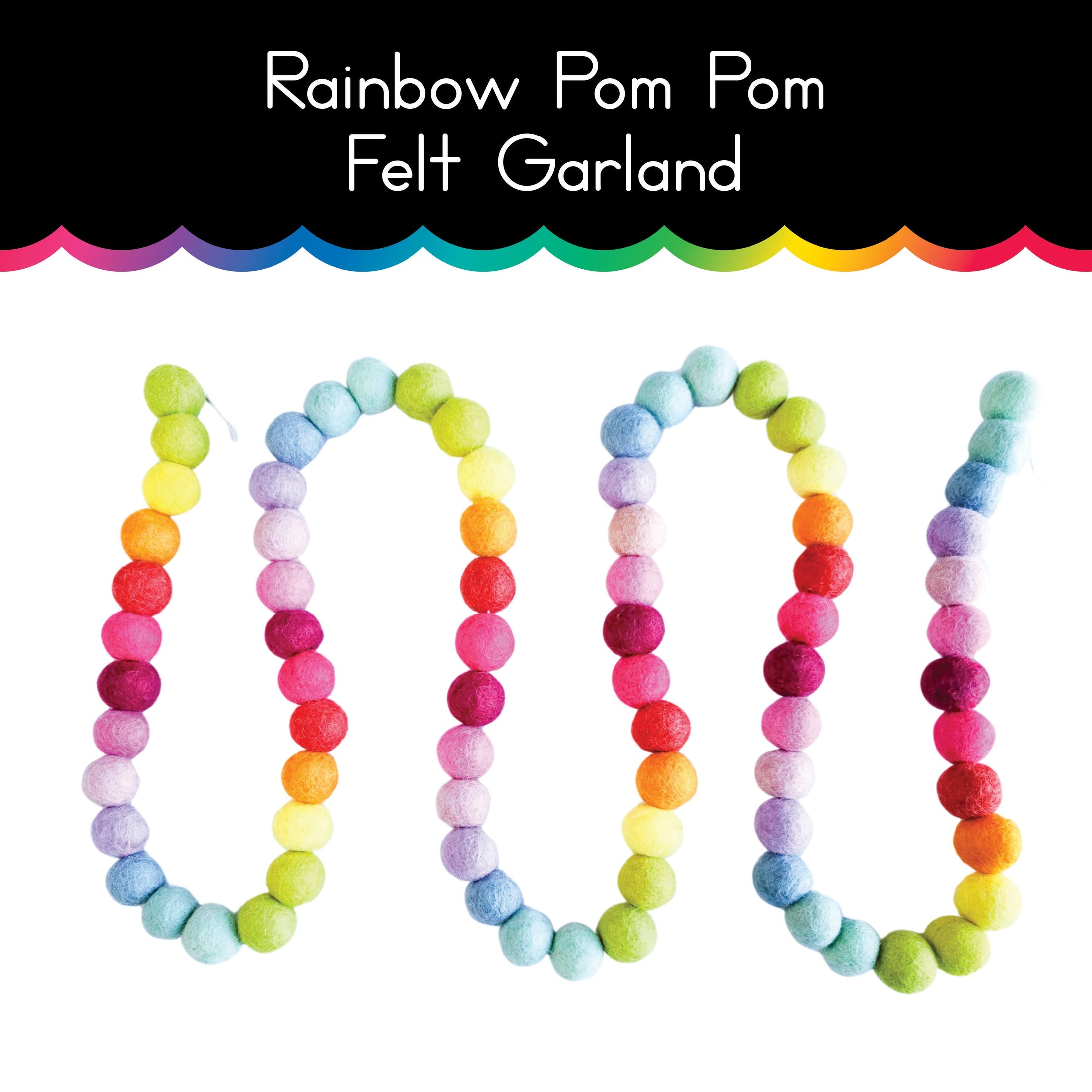 Rainbow Pom Pom Felt Garland