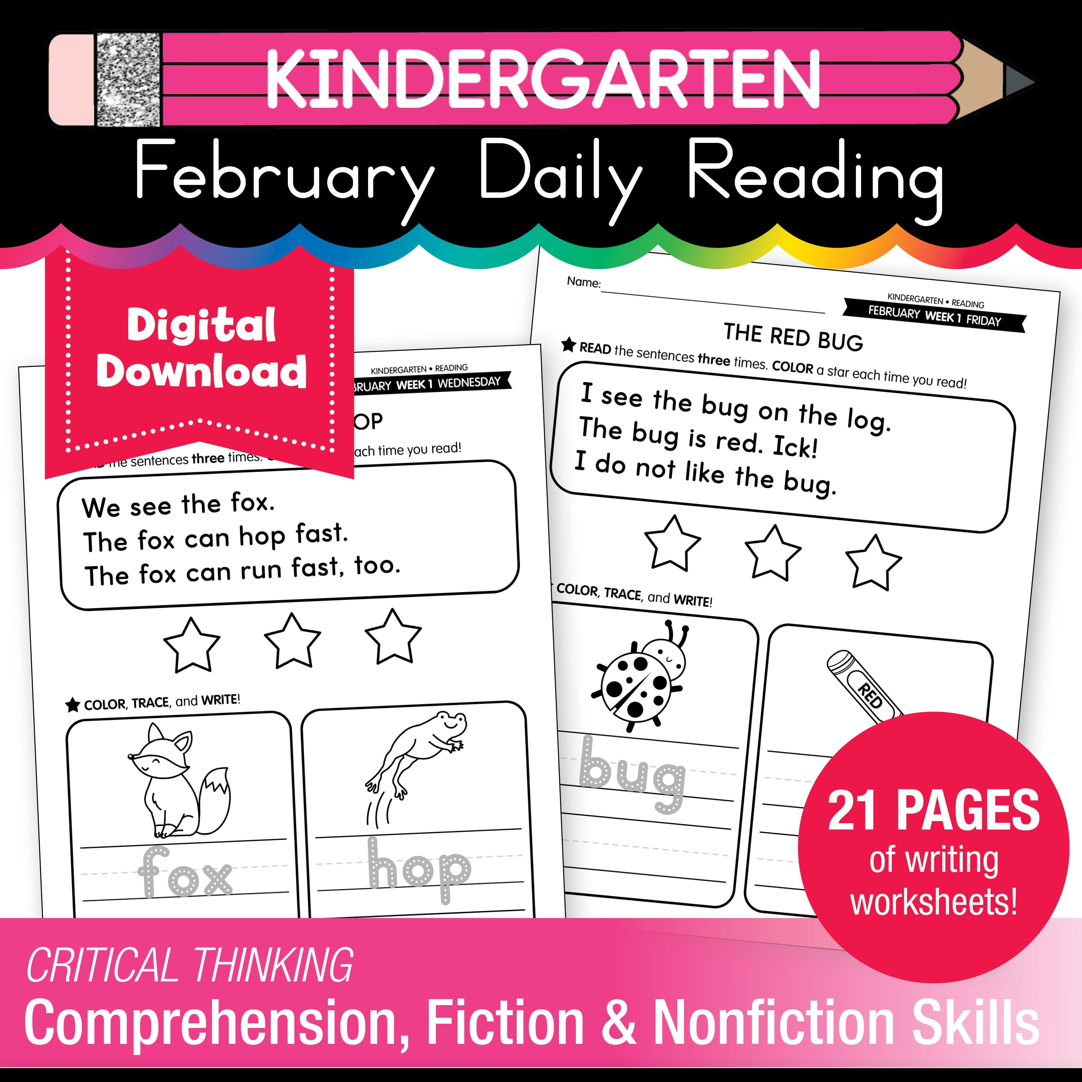 Simple Reading Playground Printable Kindergarten February Daily Reading - Playground Press
