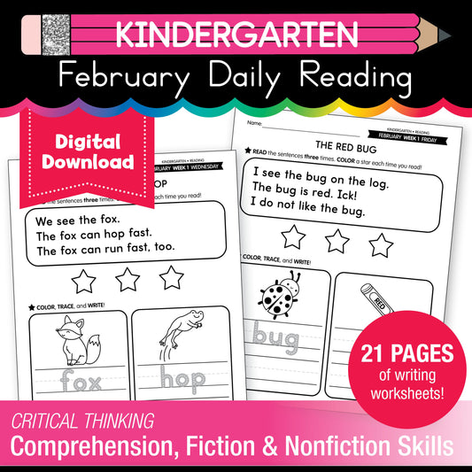 Printable Kindergarten February Daily Reading