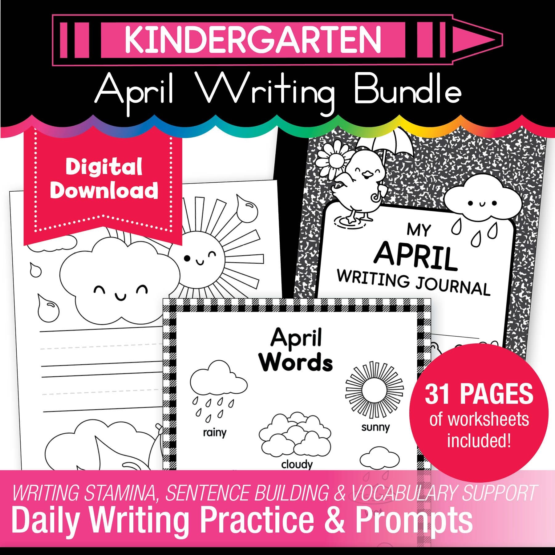 Printable Kindergarten April Writing Bundle