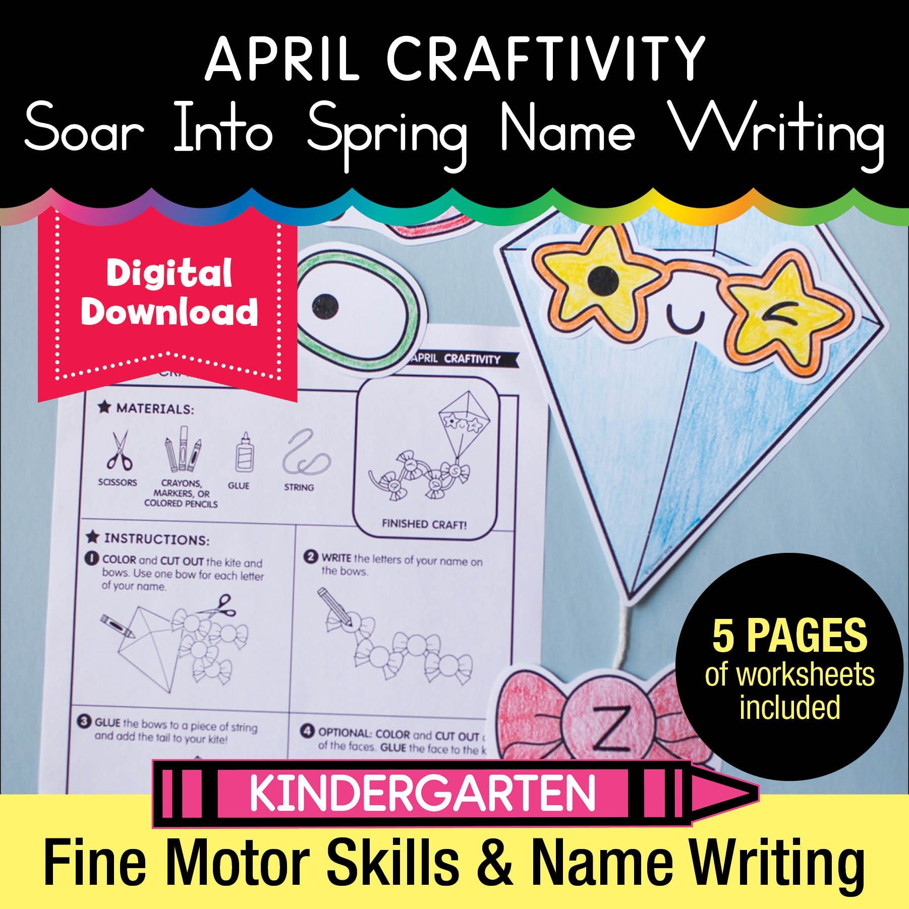 Printable April Soar Into Spring Name Writing Craftivity