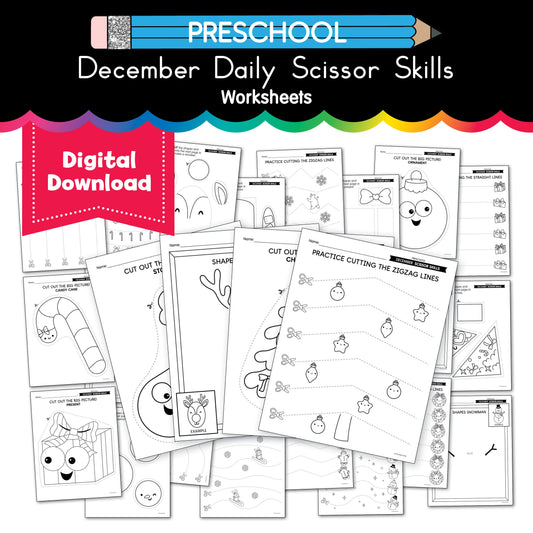 Printable Preschool December Daily Scissor Skills