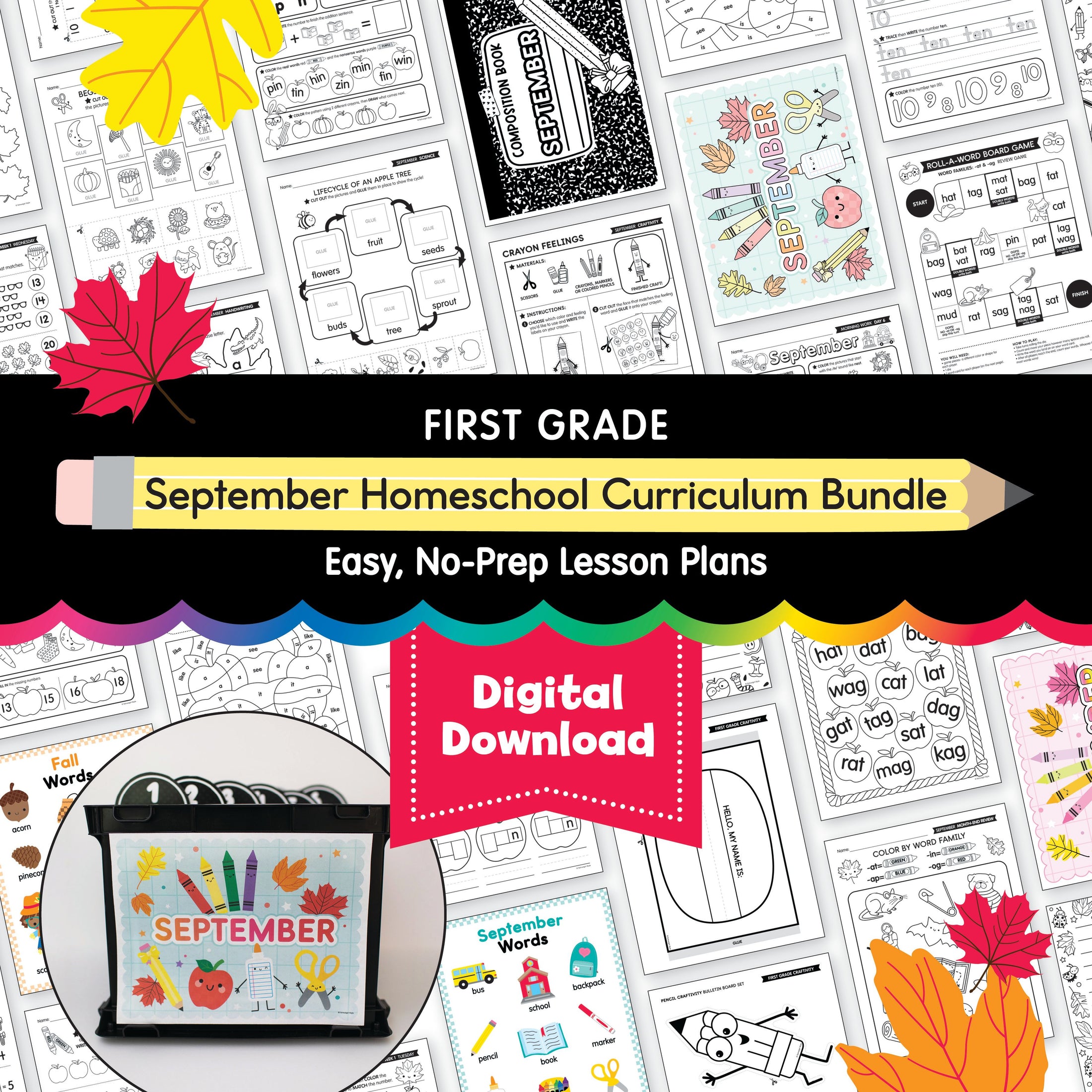First Grade September  Homeschool Curriculum Bundle