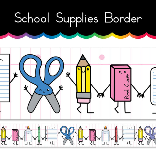 School Supplies Border