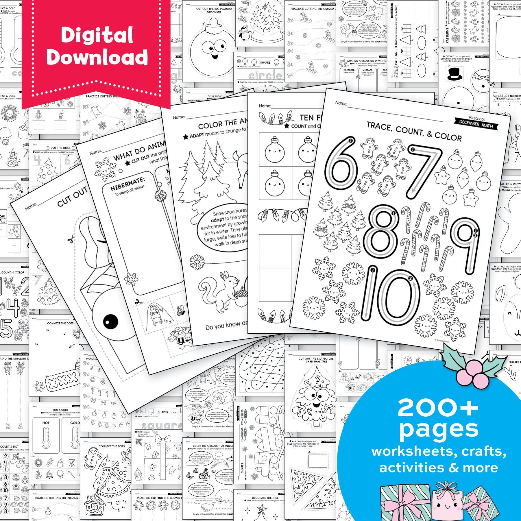 Printable Preschool December Homeschool Curriculum Bundle