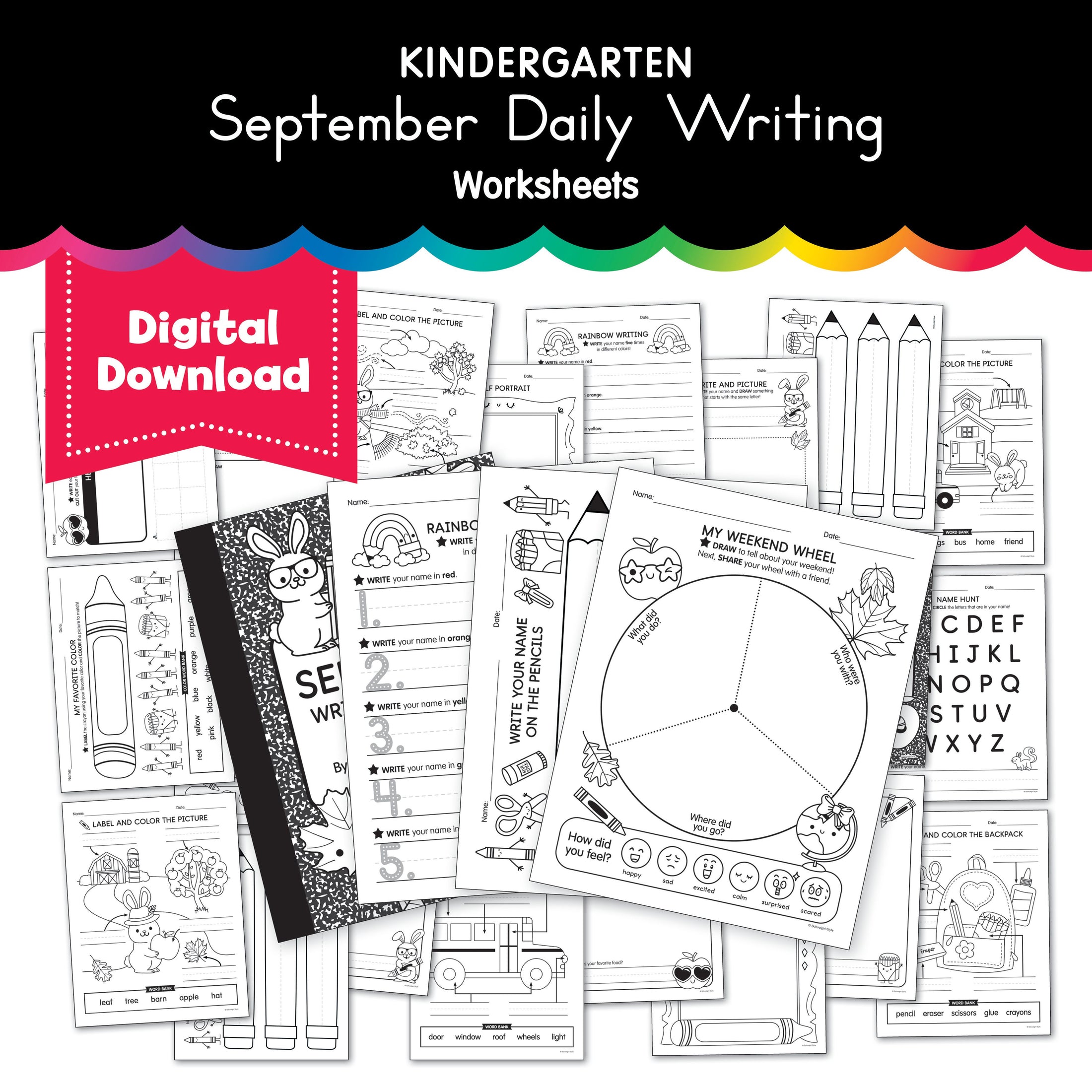 Kindergarten September Writing Worksheets