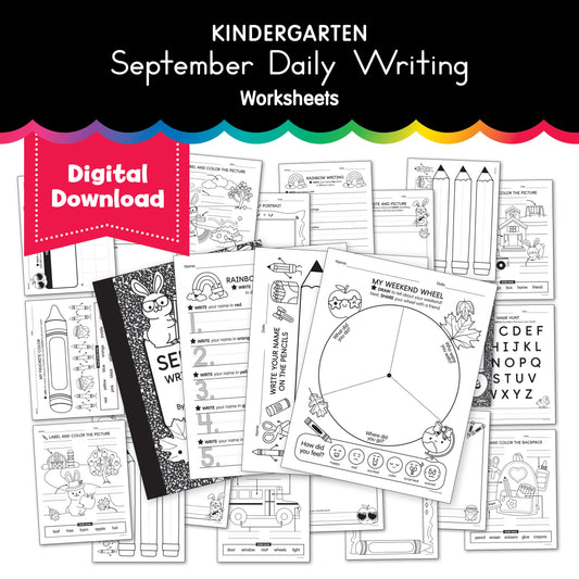 Kindergarten September Writing Worksheets