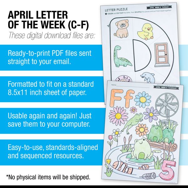Printable Preschool April Letter of the Week