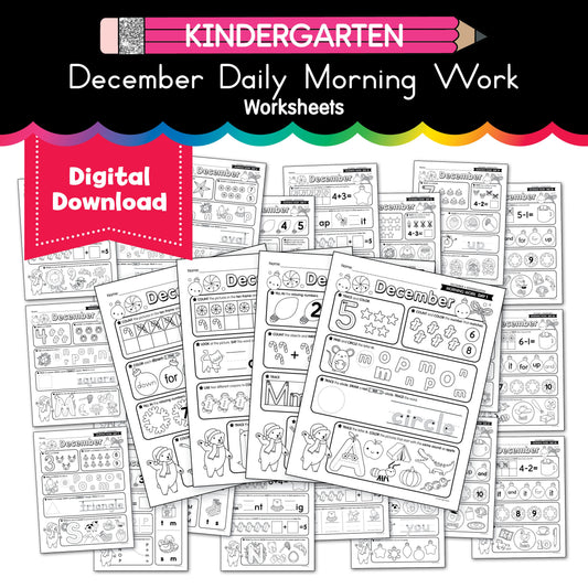 Printable Kindergarten December Daily Morning Work