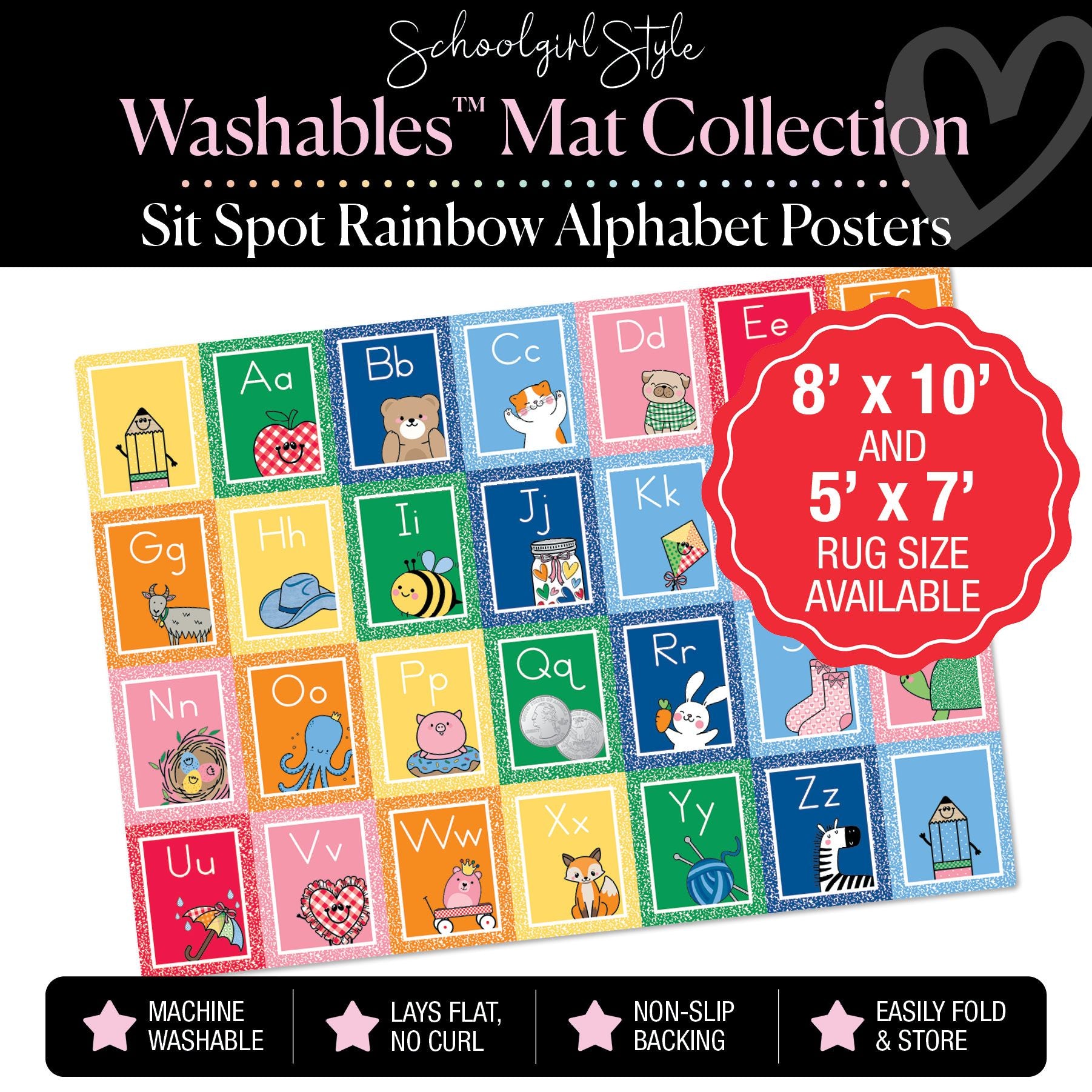 Rainbow Alphabet Poster Sit Spot Classroom Mat by Schoolgirl Style