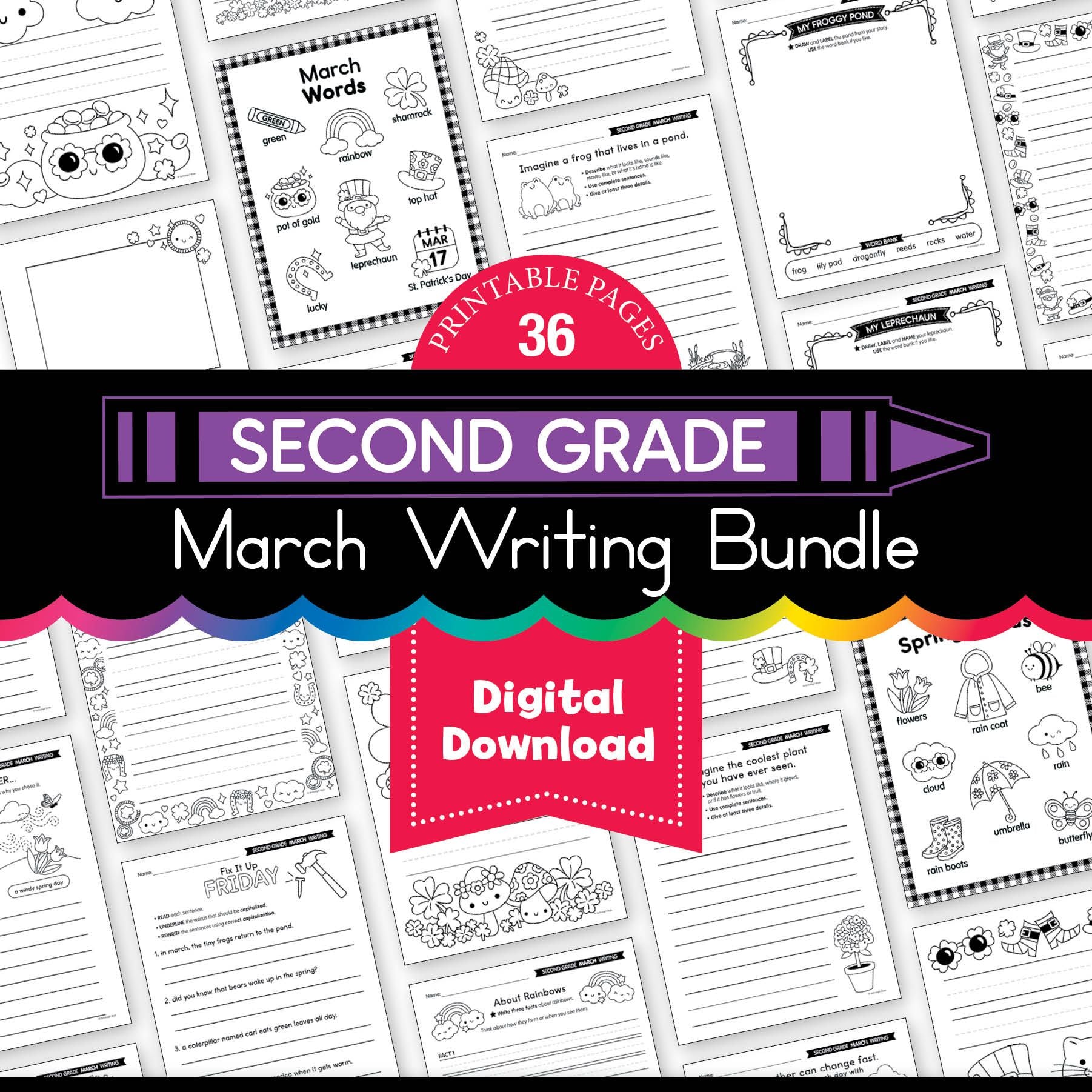 Printable Second Grade March Writing Bundle