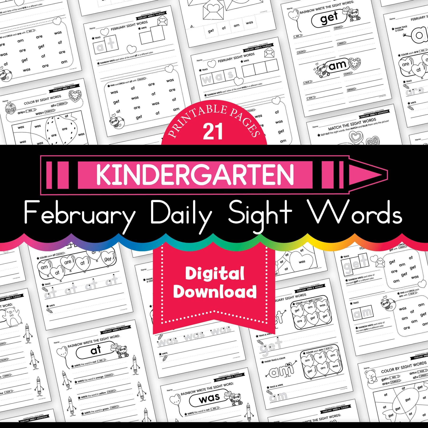 Printable Kindergarten February Daily Sight Words