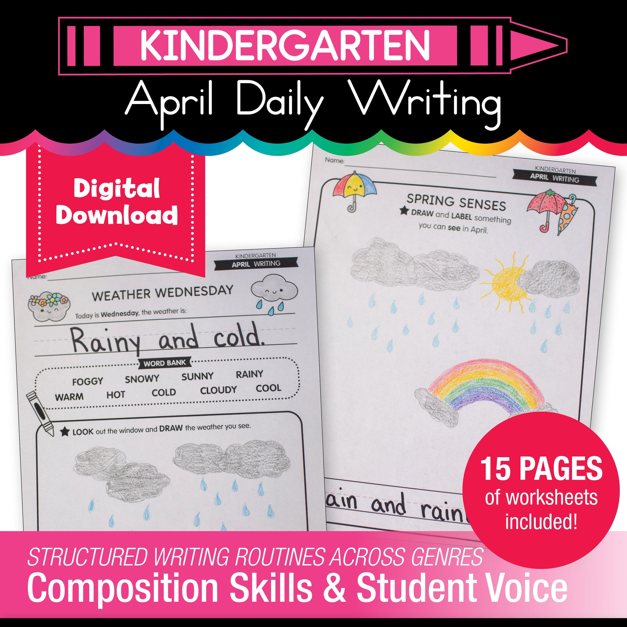 Printable Kindergarten April Daily Writing