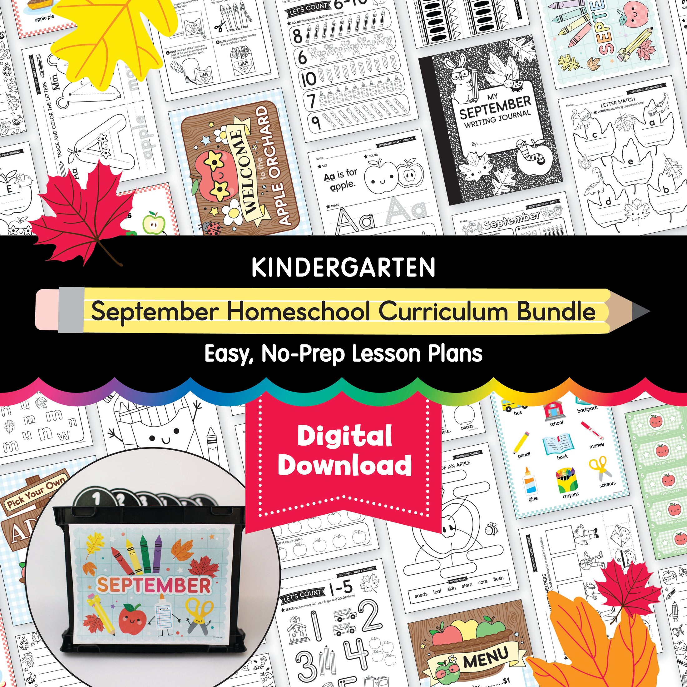Kindergarten September Homeschool Curriculum Bundle