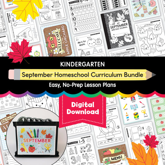 Kindergarten September Homeschool Curriculum Bundle
