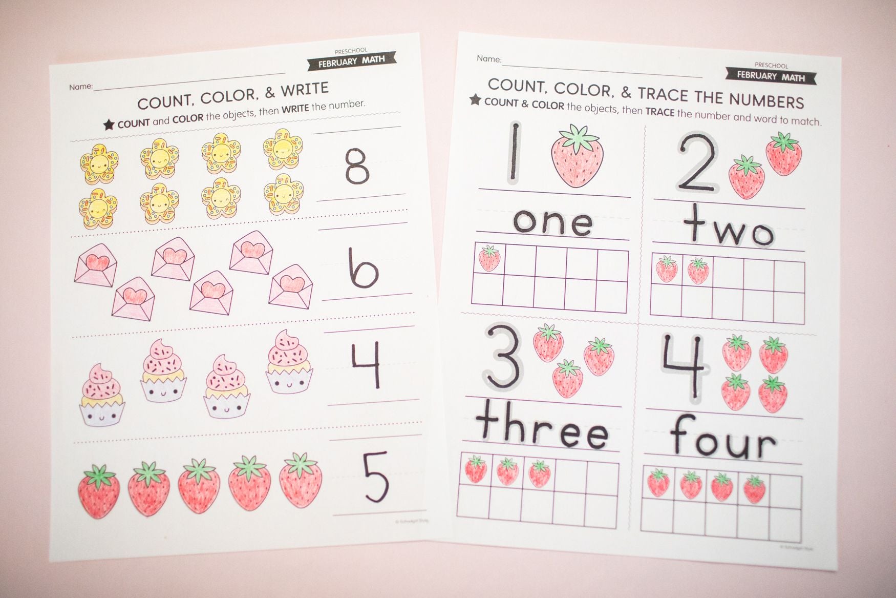 Printable Preschool February Daily Math