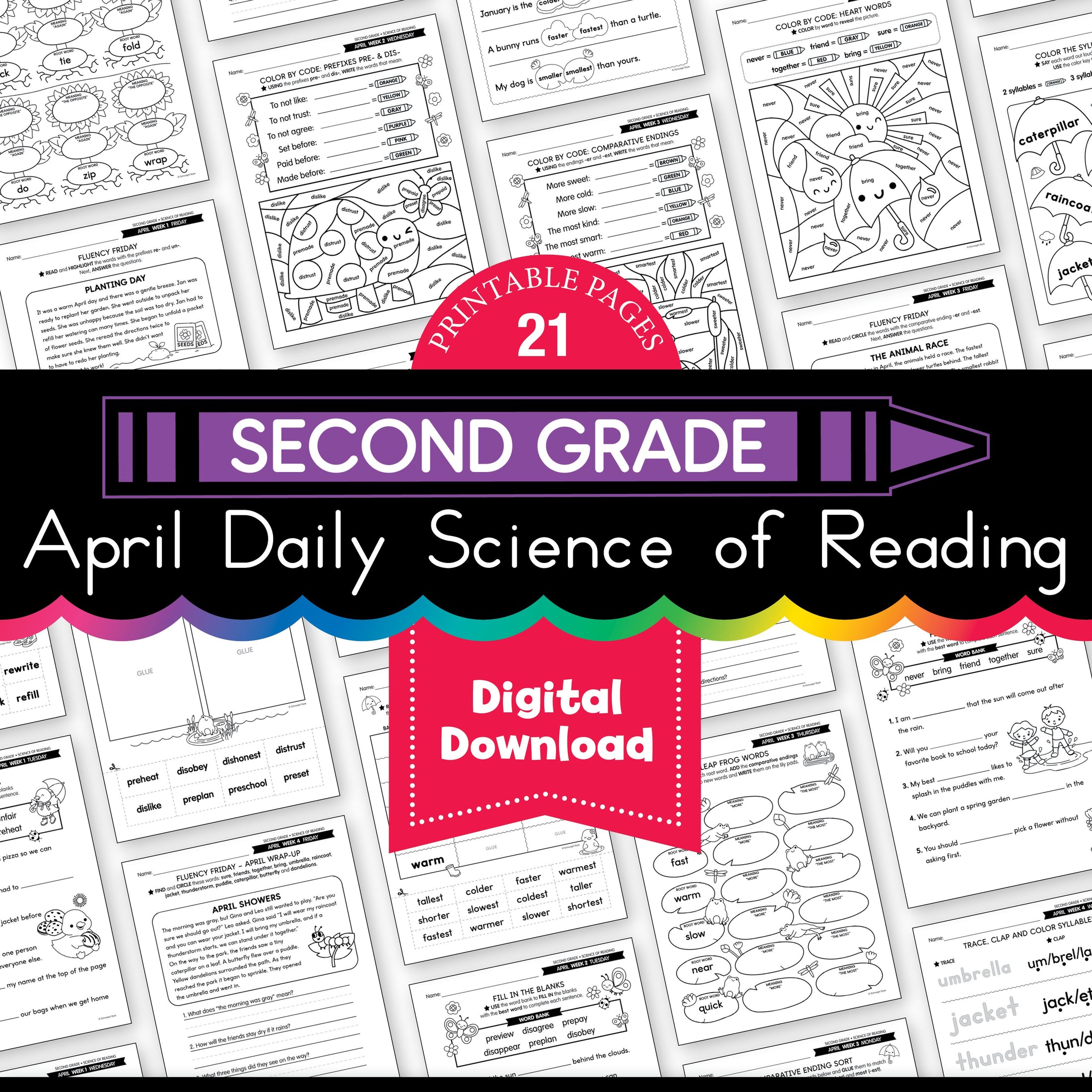 Printable Second Grade April Daily Science of Reading
