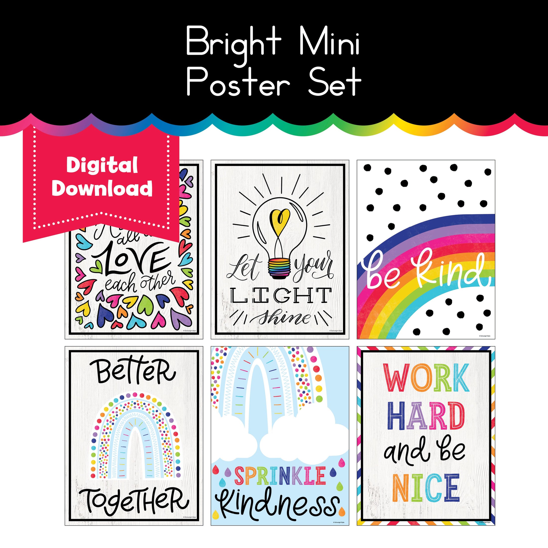 Bright mini poster set