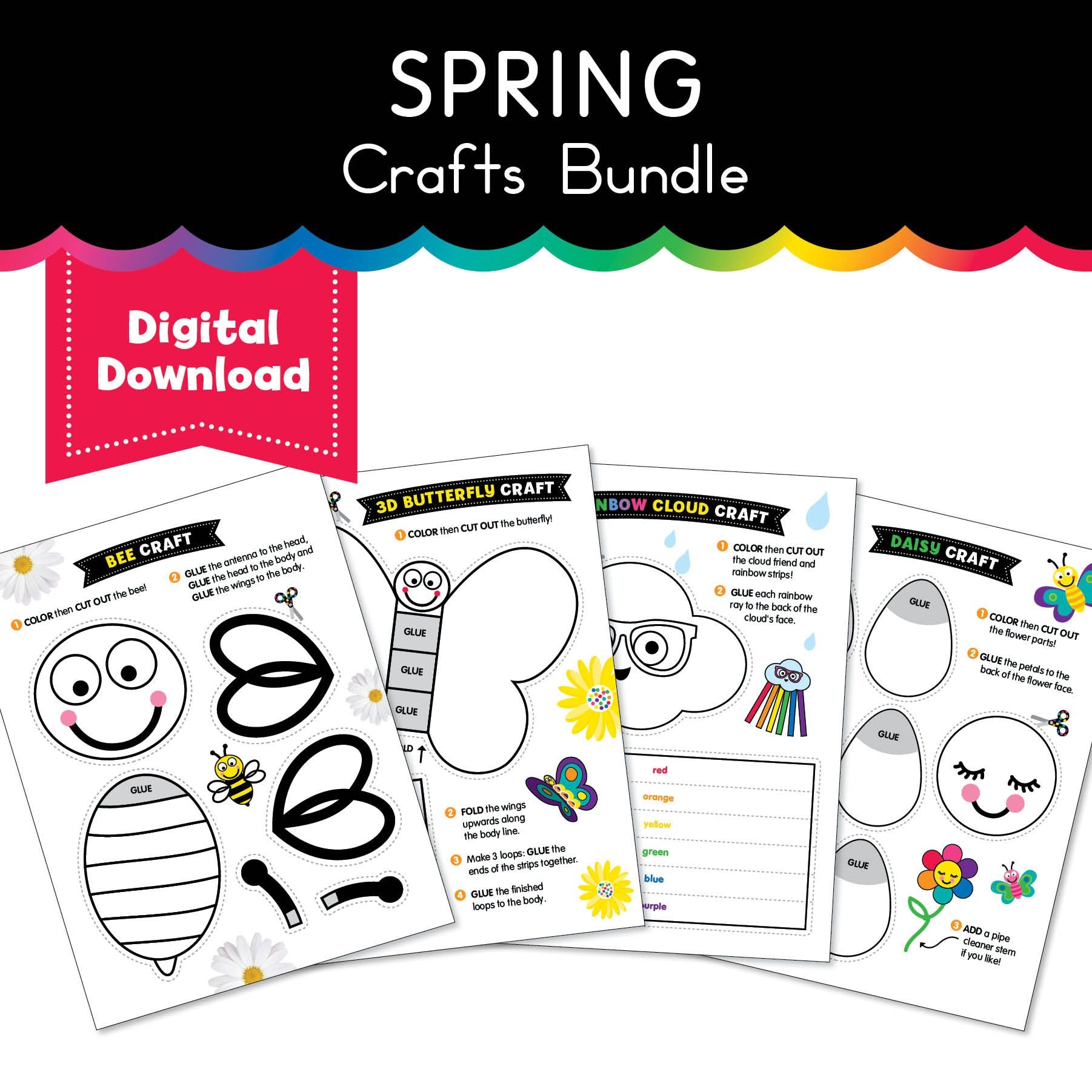 Printable Spring Crafts Bundle - Playground Press