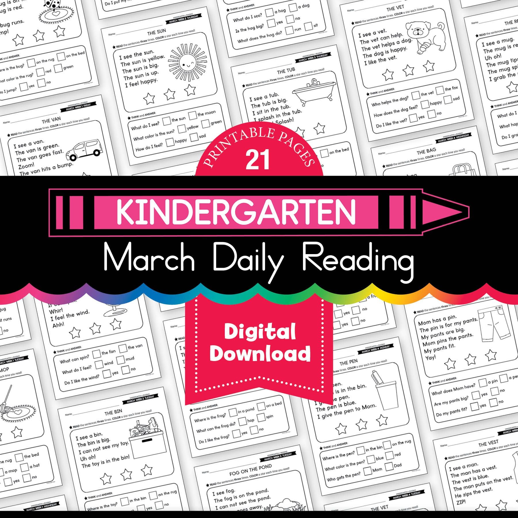 Printable Kindergarten March Daily Reading