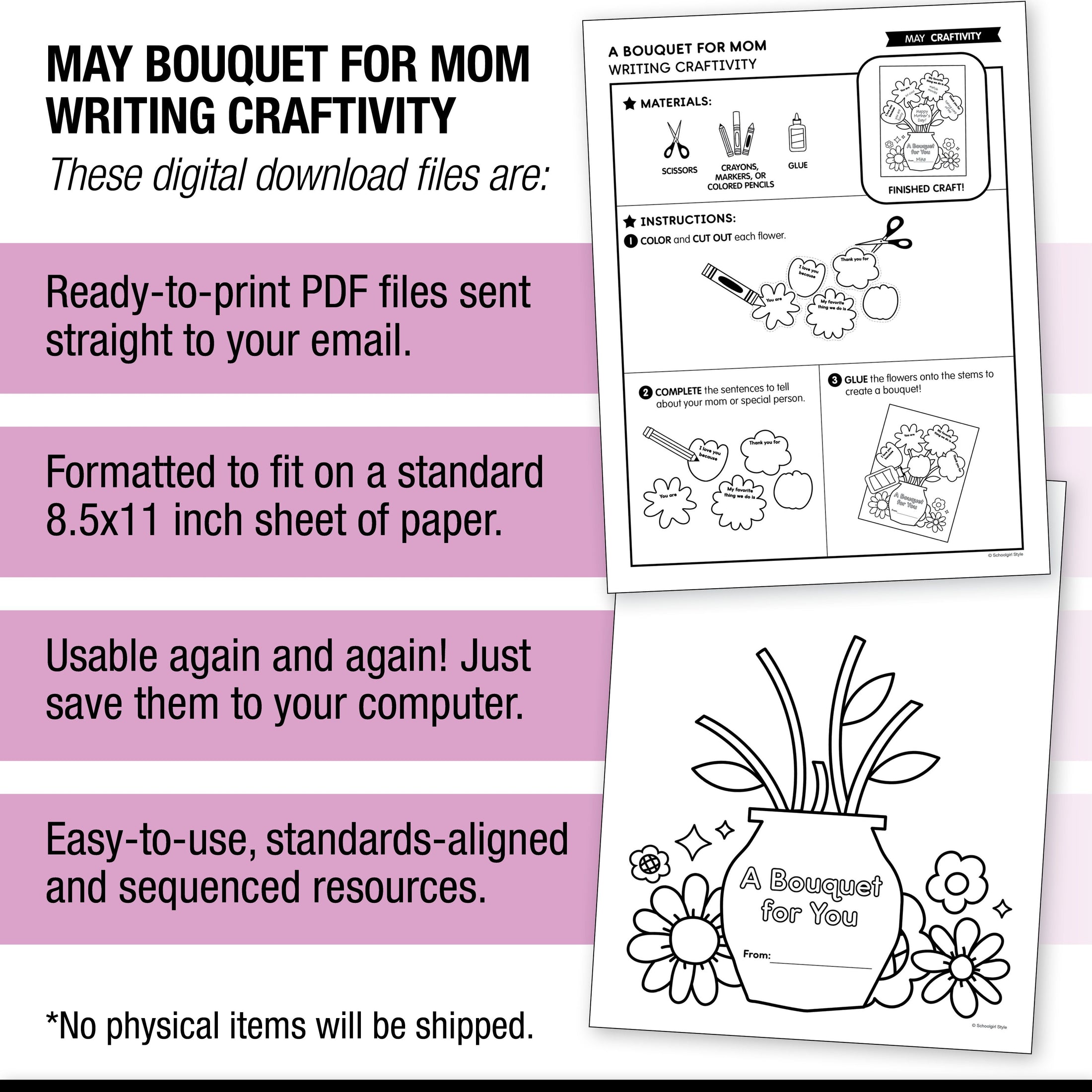 Printable May A Bouquet For Mom Writing Craftivity