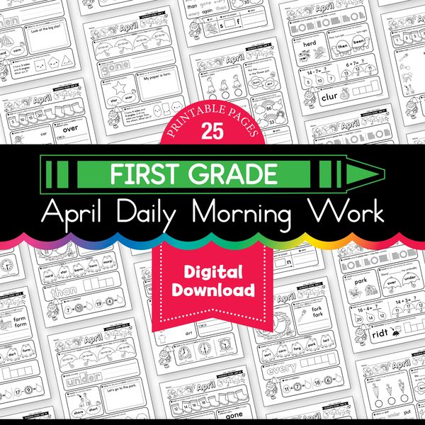 Printable First Grade April Daily Morning Work - Playground Press