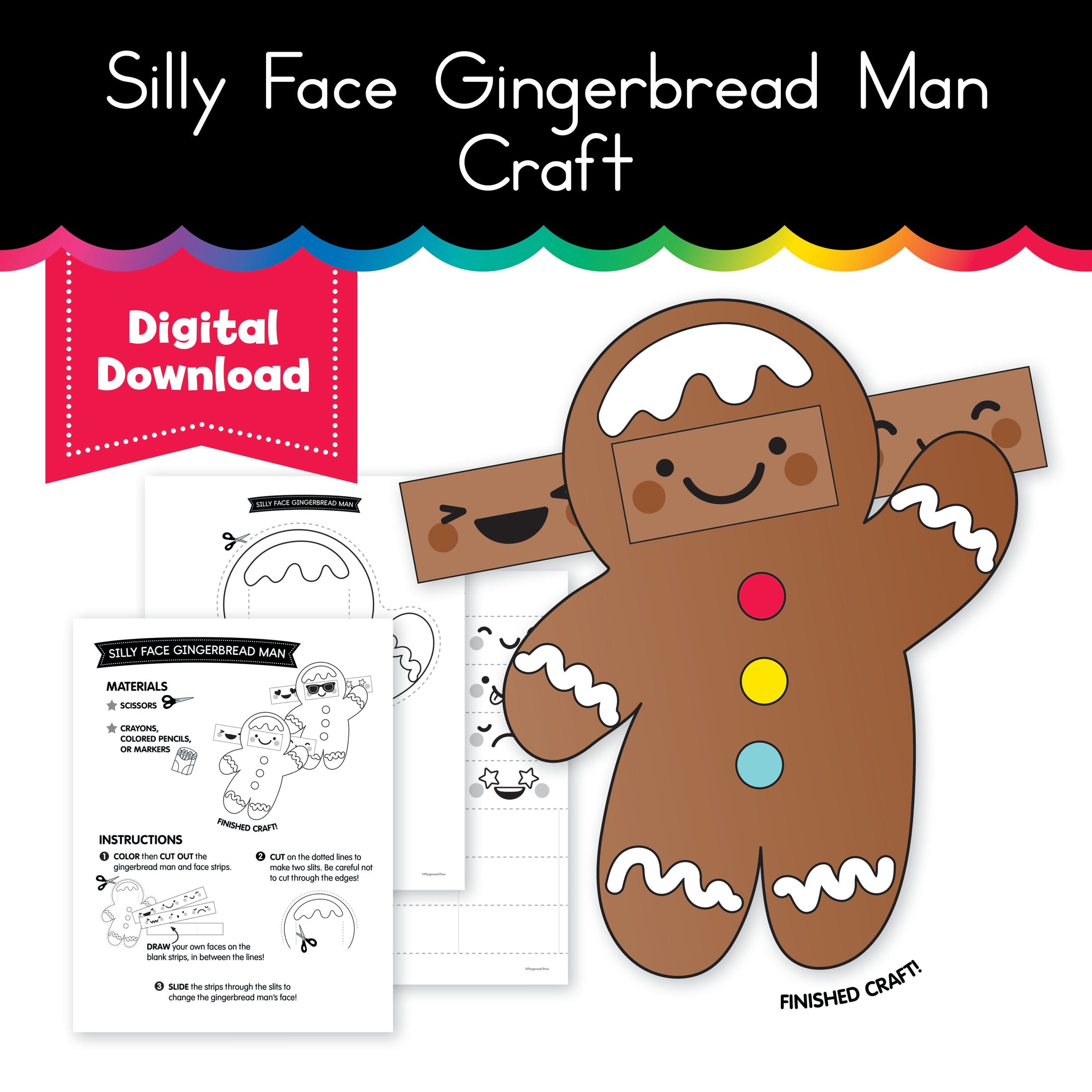 Silly Face Gingerbread Man No Prep Winter Craft