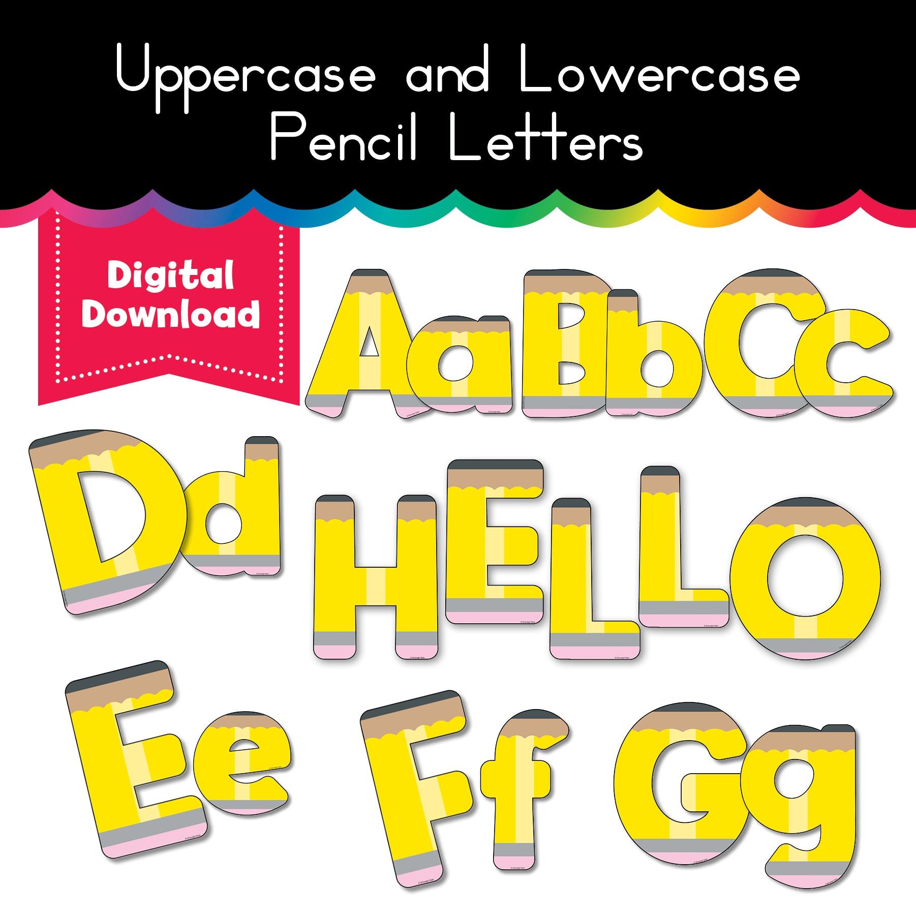 Uppercase and Lowercase Pencil Letters - Playground Press