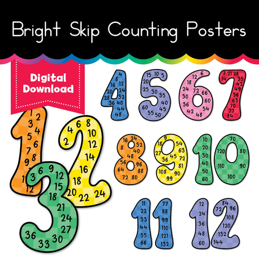 Bright Skip Counting Posters