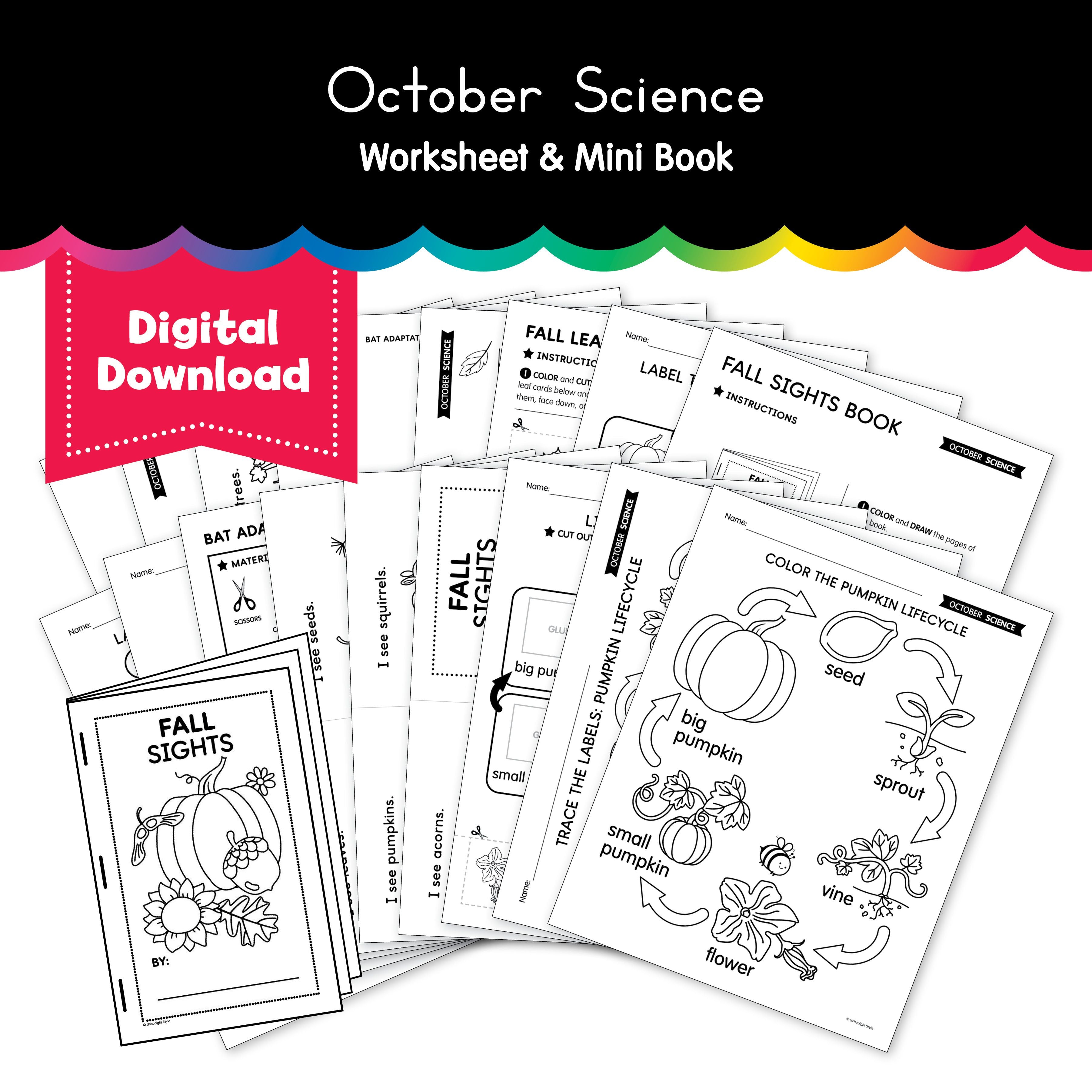 Printable October Science Worksheet and Mini Book - Playground Press