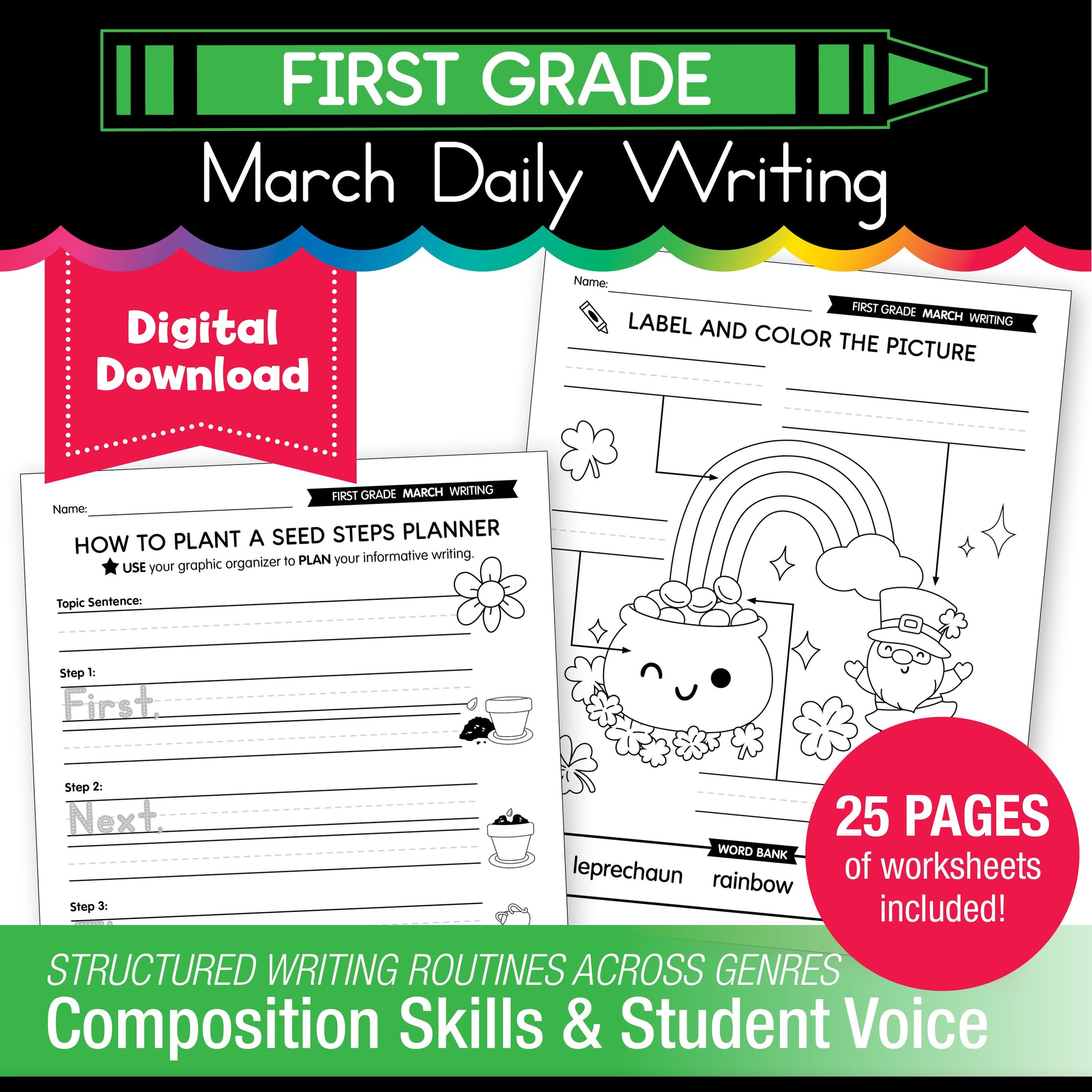 Printable First Grade March Daily Writing