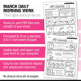 Load image into Gallery viewer, Printable Kindergarten March Daily Morning Work
