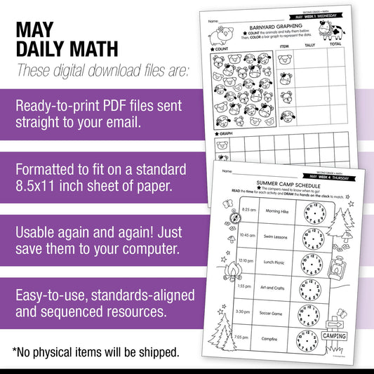 Printable Second Grade May Daily Math