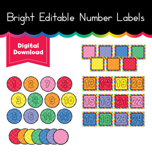 Bright Editable Number Labels