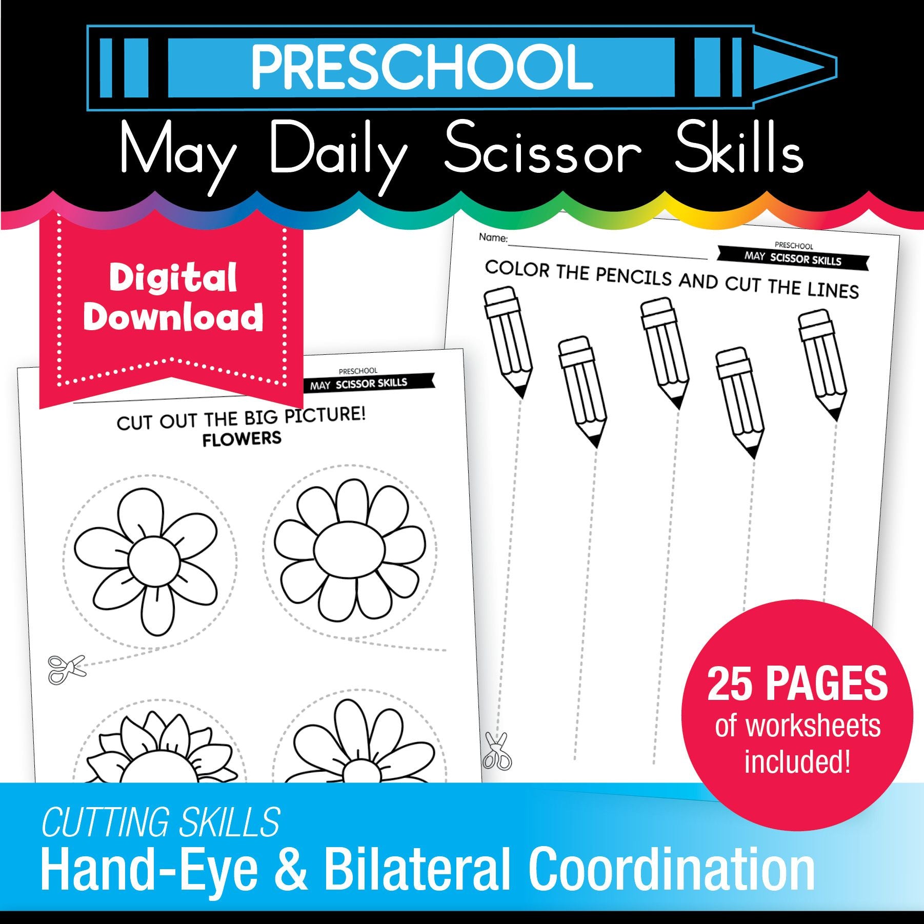 Printable Preschool May Daily Scissor Skills