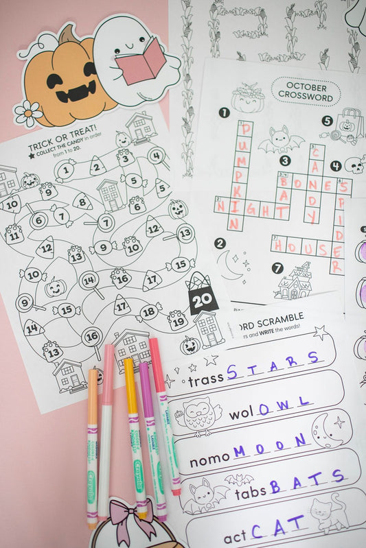 Printable October Mazes and Word Searches