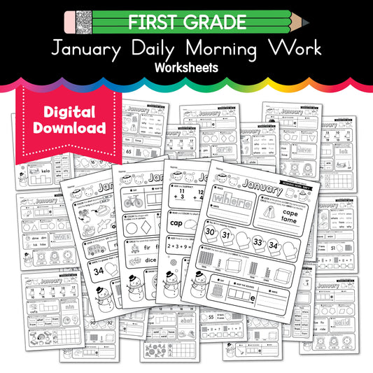 Printable First Grade January Daily Morning Work