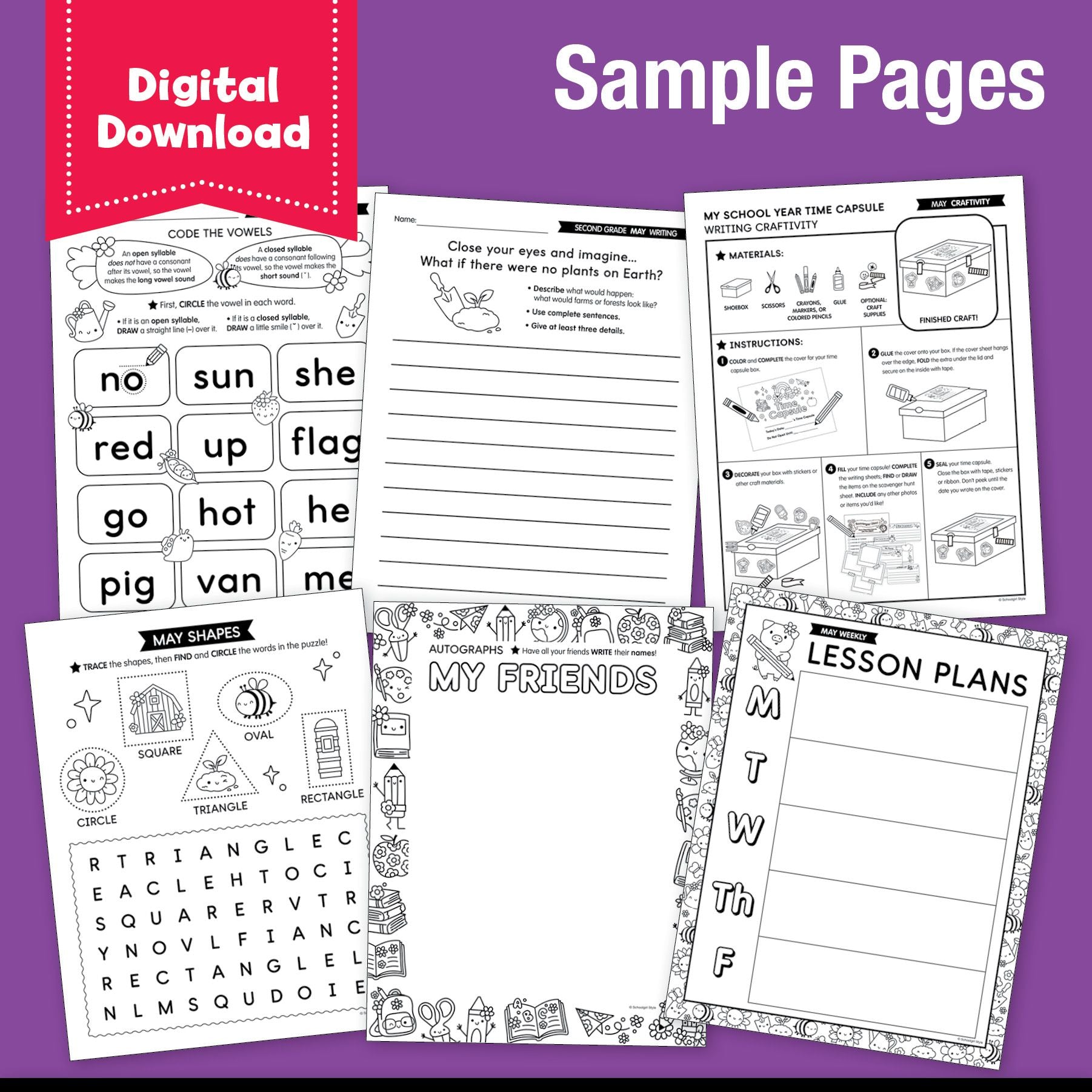 Printable Second Grade May Homeschool Curriculum Bundle