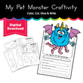 Load image into Gallery viewer, Printable My Pet Monster Craftivity
