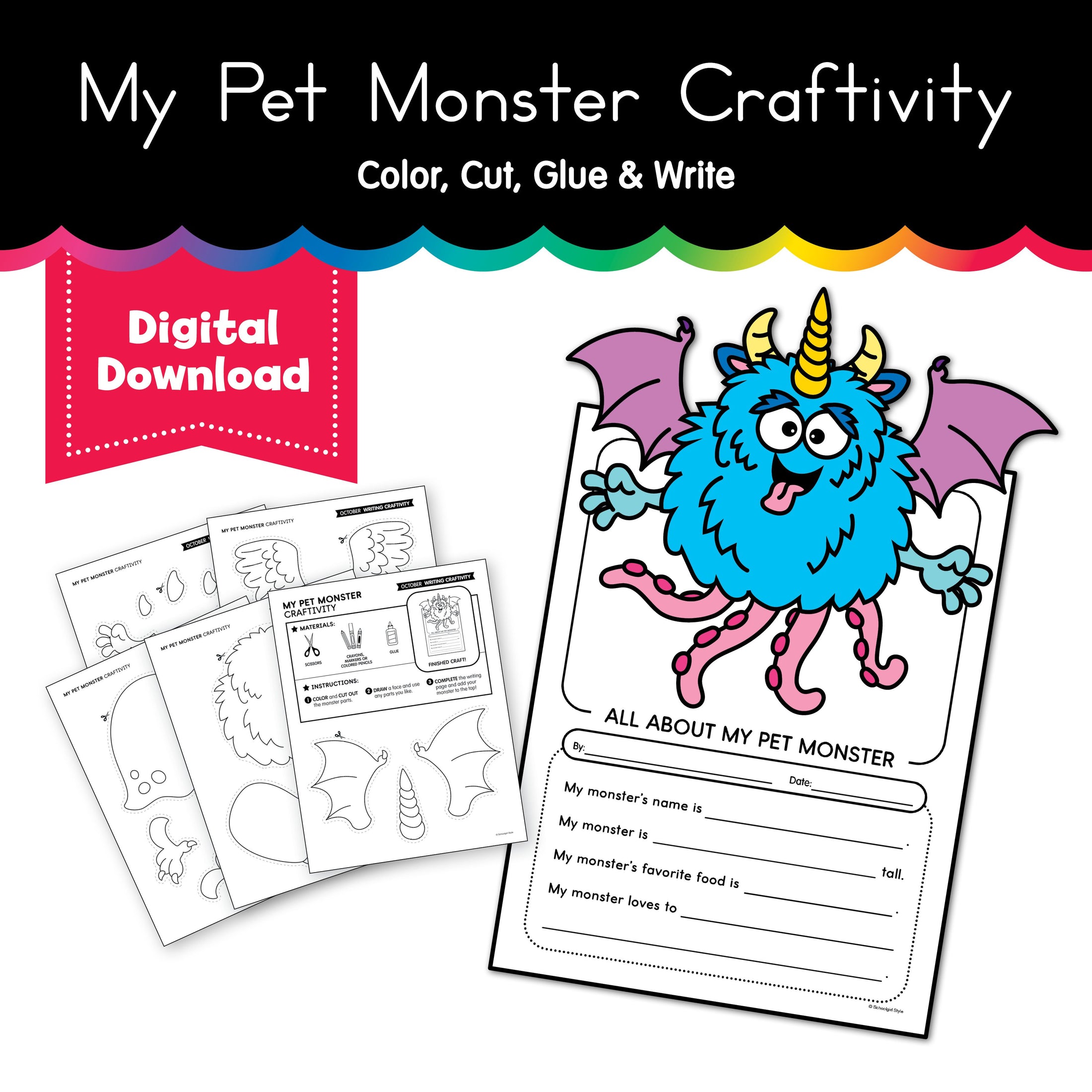 Printable My Pet Monster Craftivity