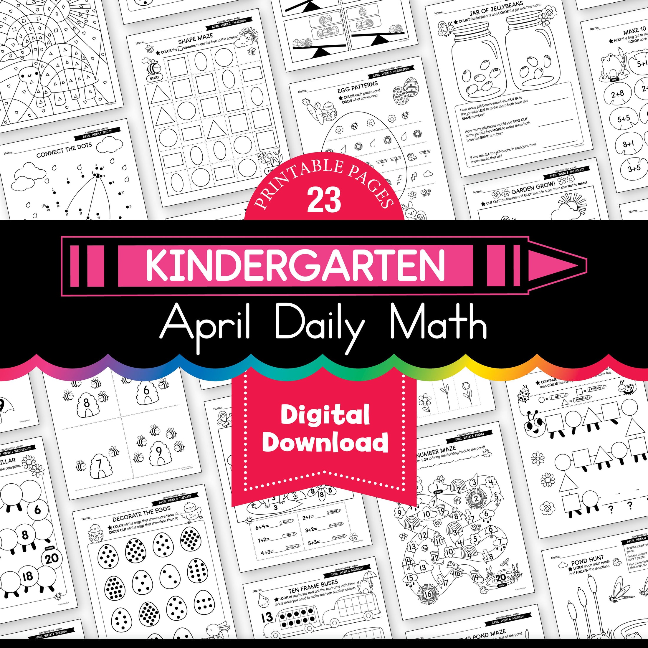 Printable Kindergarten April Daily Math