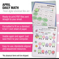 Load image into Gallery viewer, Printable Kindergarten April Daily Math
