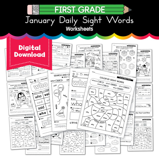 Printable First Grade January Daily Sight Words
