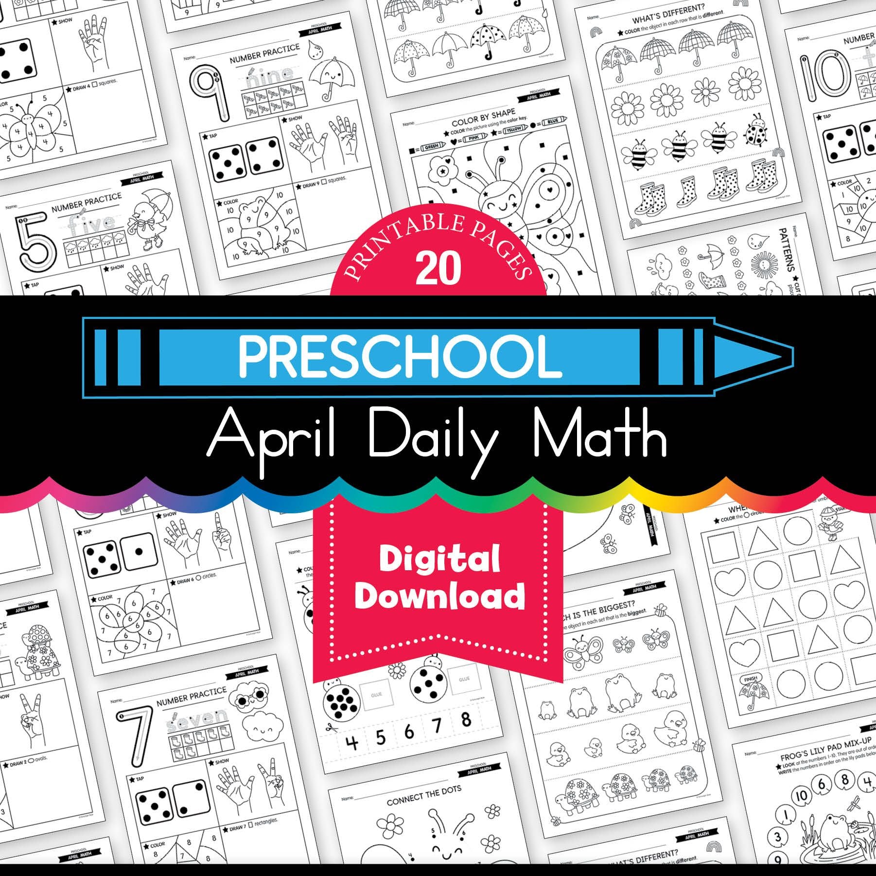 Printable Preschool April Daily Math